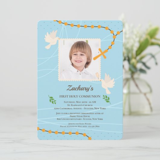 Heilige Rozenkrans Fotocommunie Kaart (Staand voorkant)