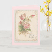 Heilige Rozenkrans met roze rozen Gebed Kaart (Gele Bloem)