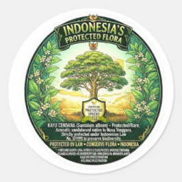 Heilige Sandelhoutboom Kunst - Zeldzame Indonesisc Ronde Sticker