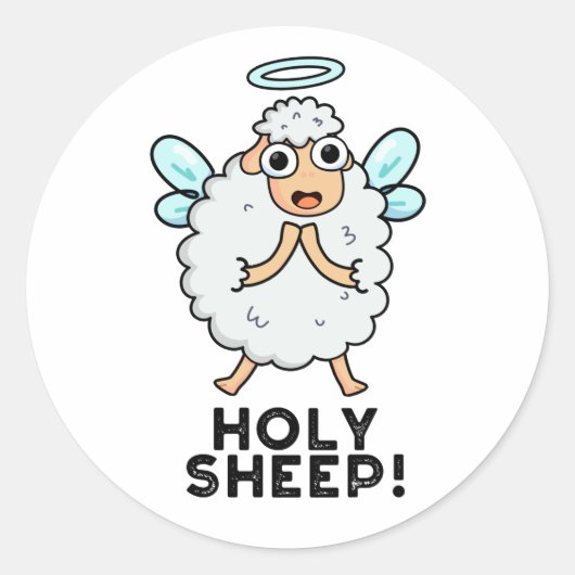 Heilige Schapen Funny Animal Pun Ronde Sticker (Voorkant)