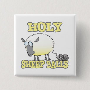 heilige schapenballen grappig ontrafgaren schapen vierkante button 5,1 cm