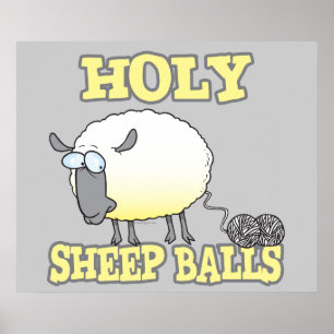 heilige schapenballen grappig uitrafelend garen sc poster