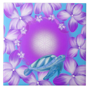 Heilige Schildpad, Bloem des Levens & Bloemontwerp Tegeltje