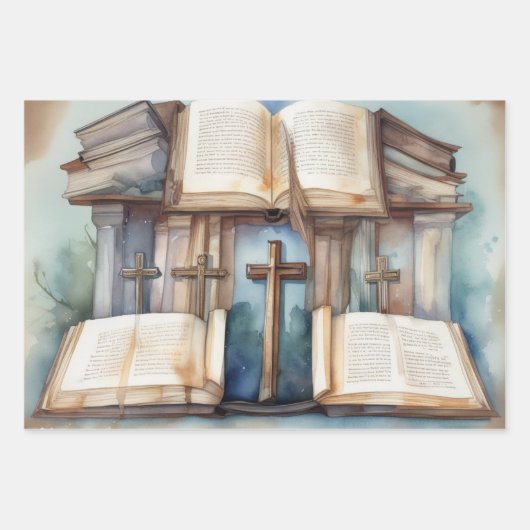 Heilige Schrift & Kruis Inpakpapier Vel (Voorkant 2)