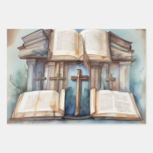 Heilige Schrift & Kruis Inpakpapier Vel