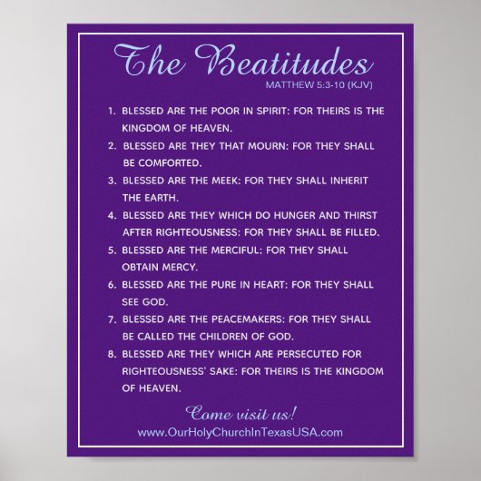 Heilige Schrift Matthew 5:3 tot 5:10 Beatitudes Poster (Voorkant)