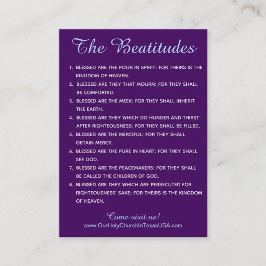Heilige Schrift Matthew 5 Beatitudes uit Visitekaartje (Voorkant)