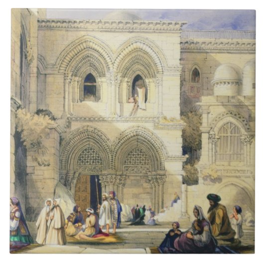 Heilige Sepulcher, in Jeruzalem (kleur litho) Tegeltje (Voorkant)
