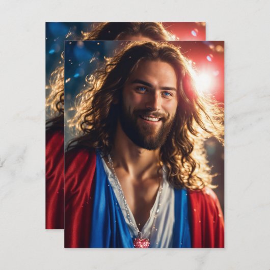 Heilige Sereniteit: Kerstmis Kaart met lachende Je (Voorkant / Achterkant)