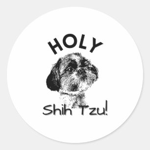 Heilige Shih Tzu! Schattige Zwart-Wit Shih Tzu Dog Ronde Sticker