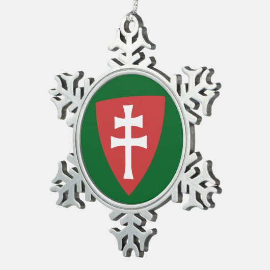 Heilige Stefanus Hongaars Kruis Symbool Hongarije  Tin Sneeuwvlok Ornament (Rechts)