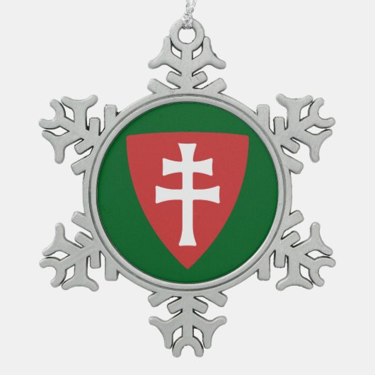 Heilige Stefanus Hongaars Kruis Symbool Hongarije  Tin Sneeuwvlok Ornament (Voorkant)