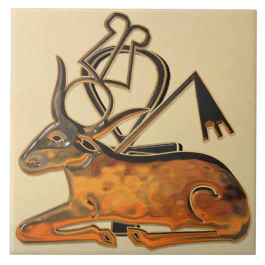 Heilige Stier Egyptisch 3D 3 Tegeltje (Voorkant)