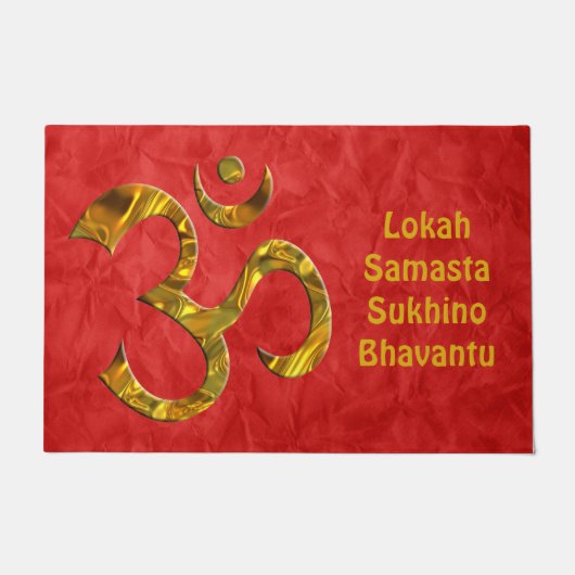 Heilige Symbool OM / Aum gold & Mantra Deurmat (Voorkant)