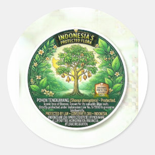 Heilige Tengkawang-boomkunst - Zeldzame Borneo Ill Ronde Sticker