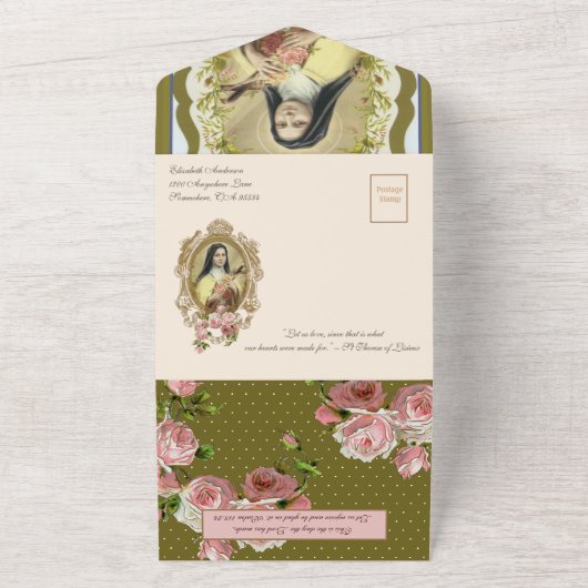 Heilige Therese Jesus Religieuze Geschriften All In One Uitnodiging (Buitenkant)