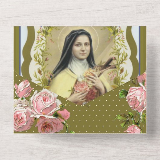 Heilige Therese Jesus Religieuze Geschriften All In One Uitnodiging (Achterkant)