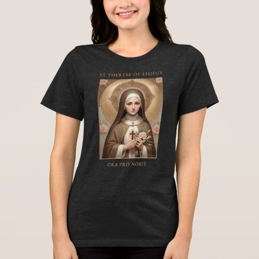 Heilige Theresia van Lisieux Katholieke Heilige Gi Tri-Blend Shirt (Voorkant)