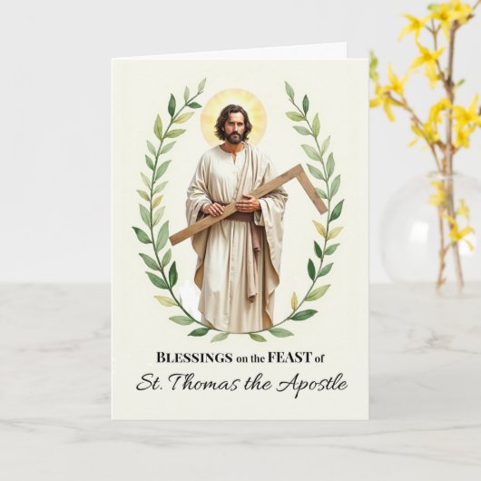 Heilige Thomas de Apostel Feestdag Zegeningen Wrea Kaart (Gele Bloem)