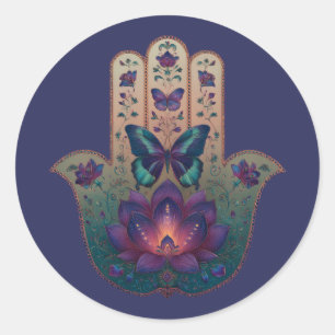 Heilige Transformatie   Hamsa Hand Design Ronde Sticker