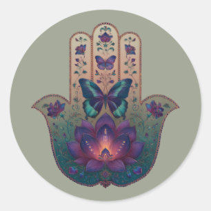 Heilige Transformatie Hamsa Hand Design Ronde Sticker