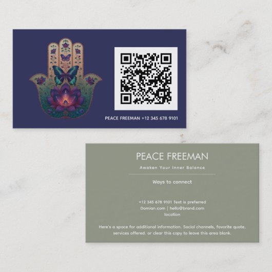 Heilige Transformatie | Hamsa Hand Design Visitekaartje (Voorkant / Achterkant)