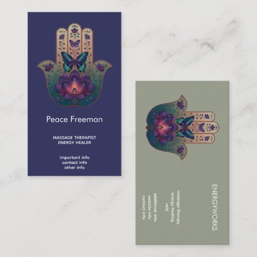 Heilige Transformatie | Hamsa Hand Design Visitekaartje (Voorkant / Achterkant)