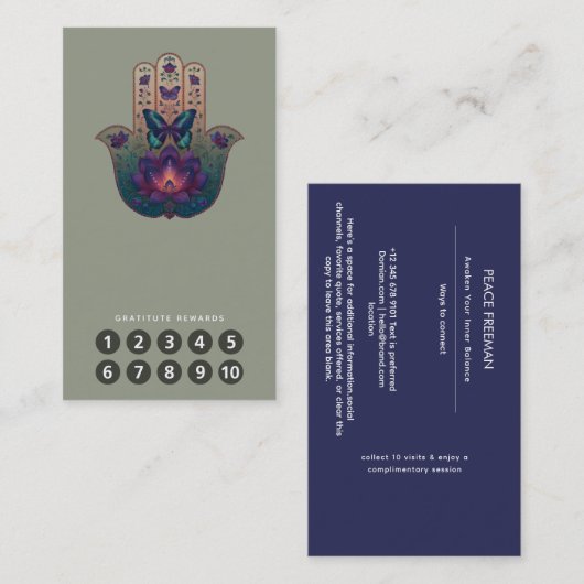 Heilige Transformatie | Hamsa Hand Design Visitekaartje (Voorkant / Achterkant)