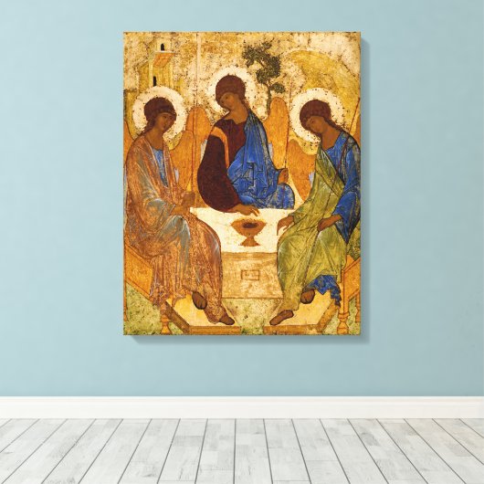 Heilige Trinity Andrei Rublev Heilige Icon-religie Canvas Afdruk (Insitu (Houten vloer))