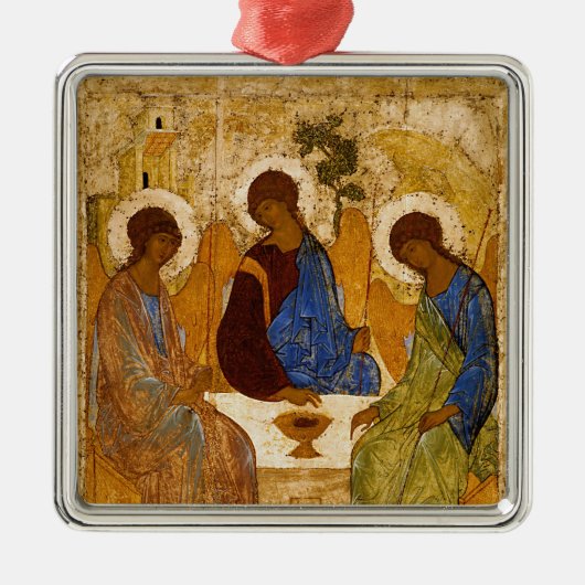 Heilige Trinity Icon Rublev Byzantine Metalen Ornament (Voorkant)