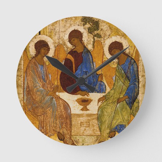 Heilige Trinity Icon Rublev Orthodox Byzantine Ronde Klok (Voorkant)