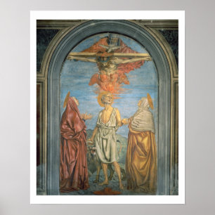 Heilige Trinity met St. Jerome (fresco) Poster