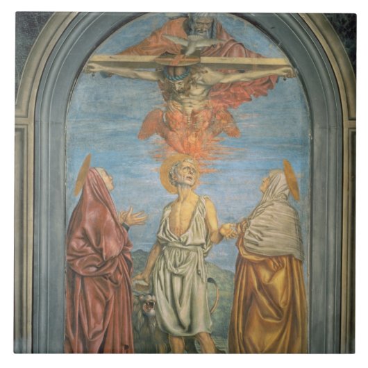 Heilige Trinity met St. Jerome (fresco) Tegeltje (Voorkant)