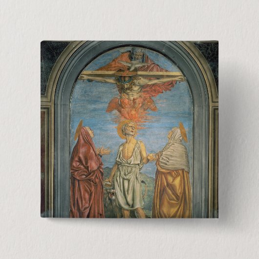 Heilige Trinity met St. Jerome (fresco) Vierkante Button 5,1 Cm (Voorkant)