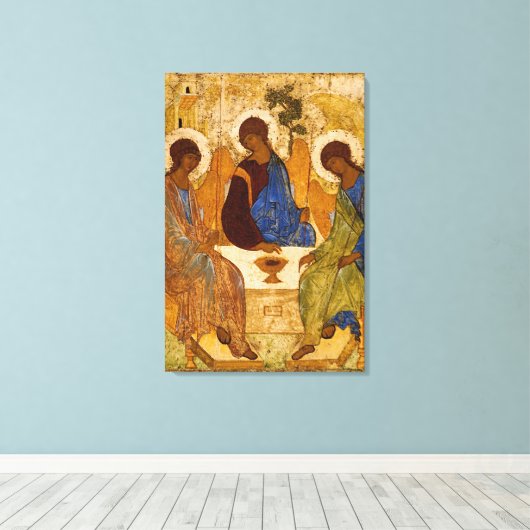 Heilige Trinity Rublev Russische Icon Orthodox Art Canvas Afdruk (Insitu (Houten vloer))