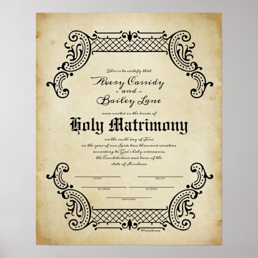 Heilige Unie Trellis Wedding Certificate Poster (Voorkant)