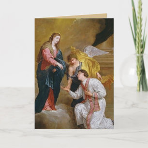 Heilige Valentijn met gezegende moeder en rozenkra Kaart