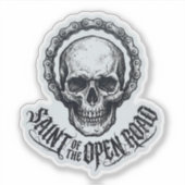 Heilige van de Open Weg Schedel Ketting Halo Biker Sticker (Voorkant)