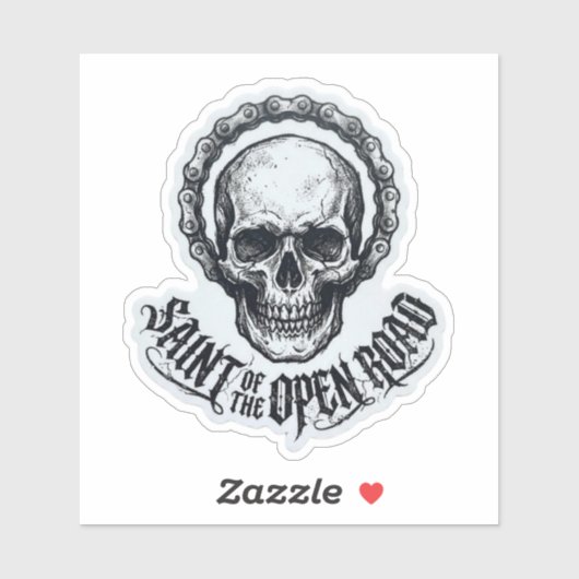 Heilige van de Open Weg Schedel Ketting Halo Biker Sticker (Vel)