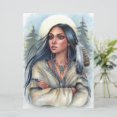 Heilige Veer Native Woman Spirit Moon Art Kaart (Staand voorkant)