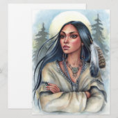 Heilige Veer Native Woman Spirit Moon Art Kaart (Voorkant / Achterkant)