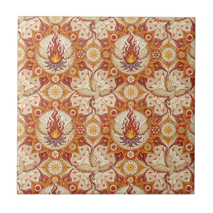 Heilige Vlam Lotus Mandala - Vuur Feniks Patroon Tegeltje