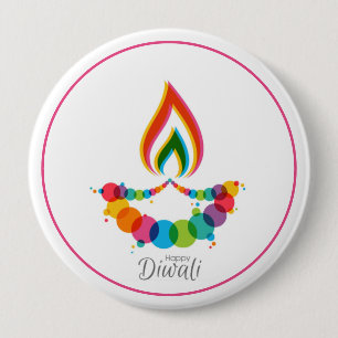 Heilige Vlam Rijzende Diwali Ronde Button 4,0 Cm