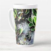 heilige vorst en cobwebben en bessen voor kerstmis latte mok (Linkerhoek)