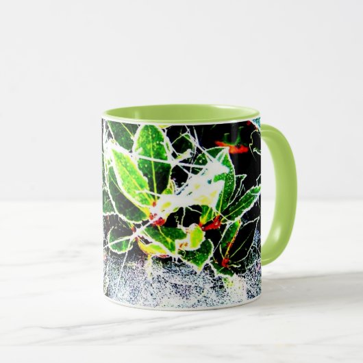 heilige vorst en cobwebben en bessen voor kerstmis mok (Voorkant rechts)