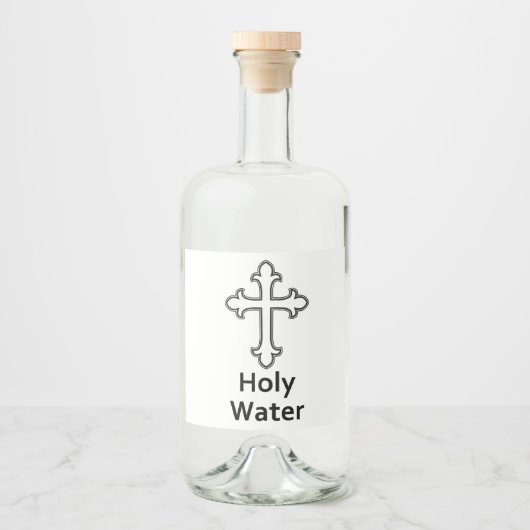 Heilige Water Kruis Likeurfles Etiket (Voorkant)