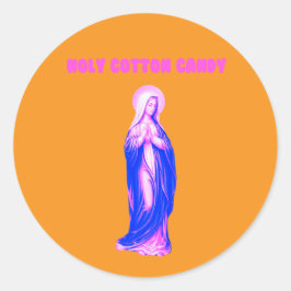 Heilige Wattewolkjes Maagd Maria Roze en Blauw Ronde Sticker
