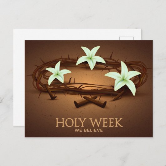Heilige Weekkroon van Thorns met Lilies Feestdagenkaart (Voorkant / Achterkant)