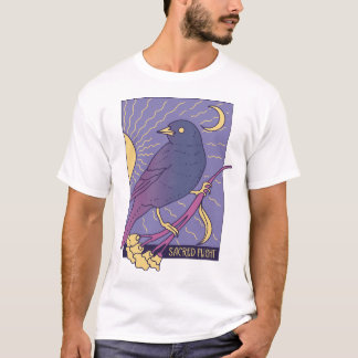 Heilige Whimsical Vogel met Halve Maan T-shirt