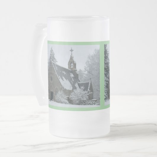 Heilige winter matglas bierpul (Voorkant links)